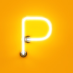 Neon light alphabet character P font - obrazy, fototapety, plakaty