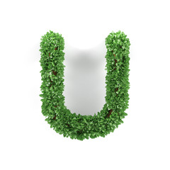 Green leaves U ecology letter alphabet font