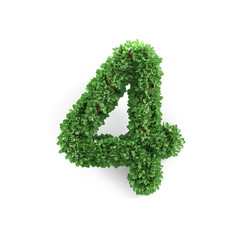 Green leaves 4 four ecology digits alphabet font