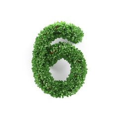 Green leaves 6 six ecology digits alphabet font