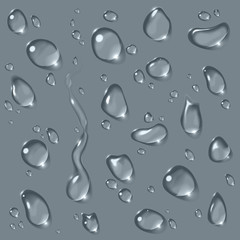 Vector realistic isolated water drop set.