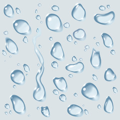 Vector realistic isolated water drop set.