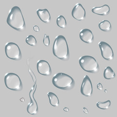 Vector realistic isolated water drop set.