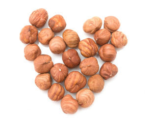 hazelnuts on a white background
