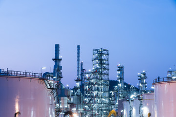 Oil Industry Refinery factory at Sunset, Petroleum