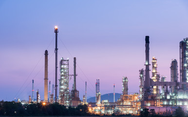 Oil refinery in morning day sunrise