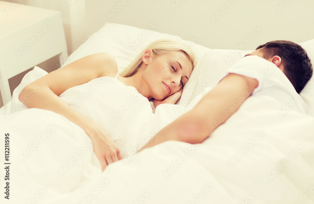 Canvas Prints happy couple sleeping in bed at home