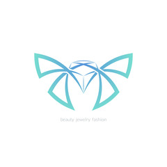 Diamond and butterfly logo, sign, symbol.