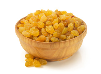 raisins in bowl isolated on white