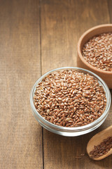 flax seeds in bowl on table