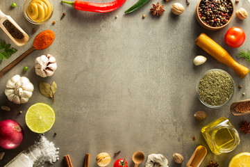 herbs and spices at table