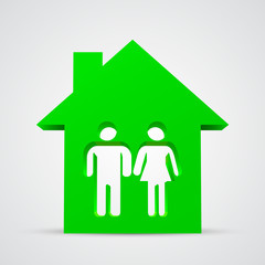 Family icon and house. Vector illustration