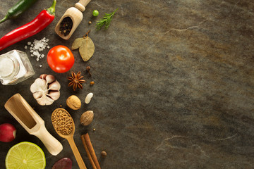 herbs and spices at table