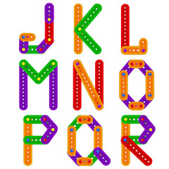 alphabet from constructor from J to R - vector illustration, eps
