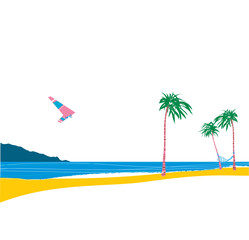 Tropical beach with palms trees. Vector illustration