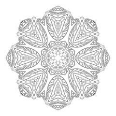 Mandala. Black and white decorative element. Picture for coloring.