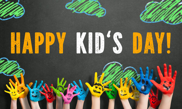 painted kids hands with the message "Happy Kid's Day!"