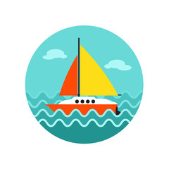 Boat with a Sail icon. Summer. Vacation