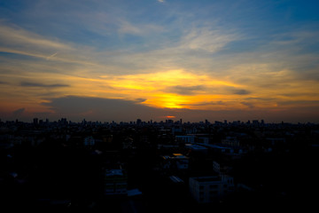 Fototapeta premium evening landscape in Bangkok,Thailand