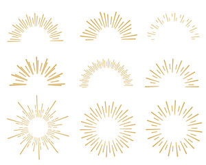 hand drawn sunbursts color gold