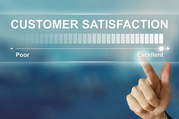 business hand clicking excellent customer satisfaction - 112216980