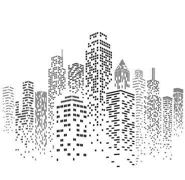 Vector Urban Cityscape Silhouette Illustration