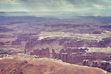 Fototapeta premium Retro toned rainy clouds over Bryce Canyon, USA.