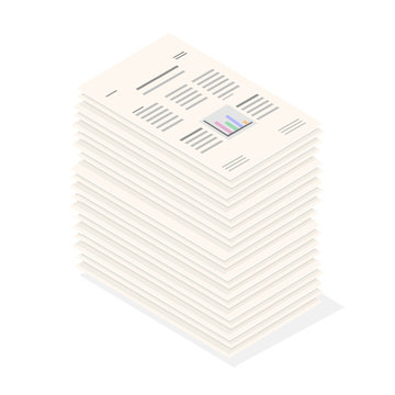 Vector illustration of office paper documents and paperwork.
Pile of documents with financial and business information.
