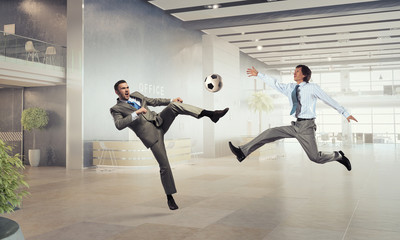 Playing football in office