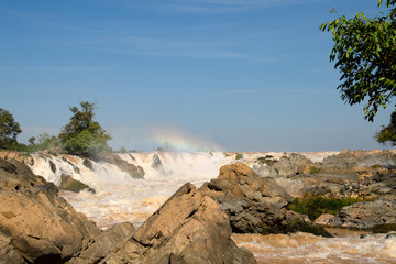 Die Mekonfaälle in Südlaos, die größten Wasserfälle in Südostasien. 