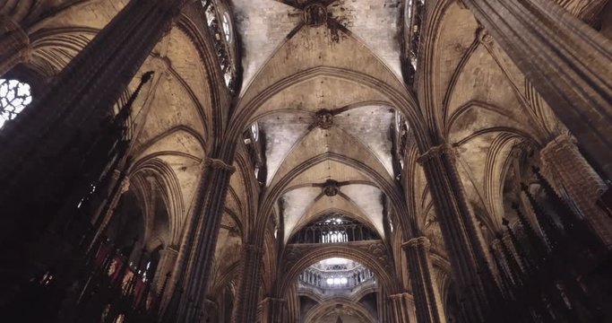 Roof, luster and columns inside the cathedral