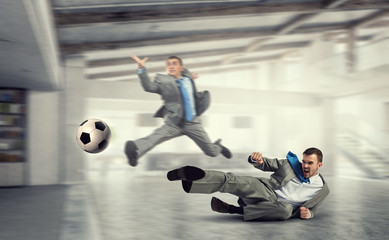 Playing football in office