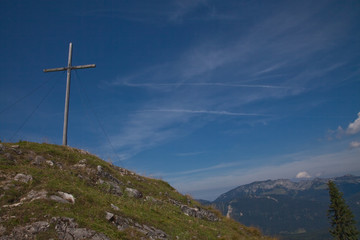 Fototapeta na wymiar cross at mountain peak