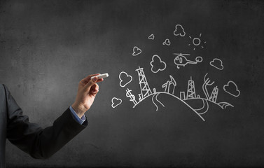 Oil production chalk drawing