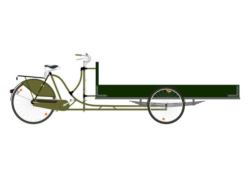 Cartoon cargo bike or rickshaw on a white background. Flat vector