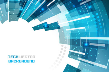 Abstract vector luminous technological futuristic ring with glitter.