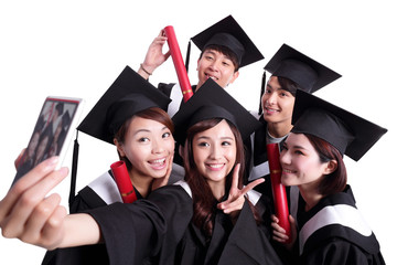 Selfie of happy graduates student