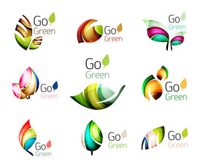 Green nature leaf vector concept icon set