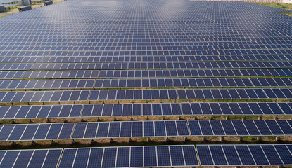 Aerial view of solar panels