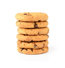 Chocolate chip cookies isolated on white background