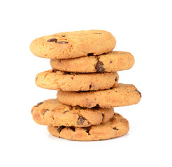 Chocolate chip cookies isolated on white background