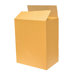 Closed cardboard box isolated on white