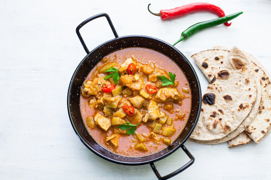 Indian Tikka Masala Chicken And Naan Flat Bread