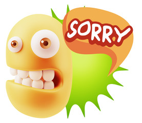 3d Illustration Laughing Character Emoji Expression saying Sorry