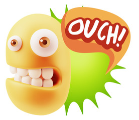 3d Illustration Laughing Character Emoji Expression saying Ouch