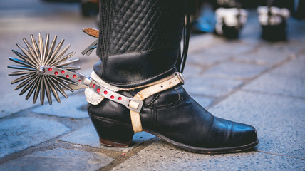 Typical chilean huaso shoe with espuelas