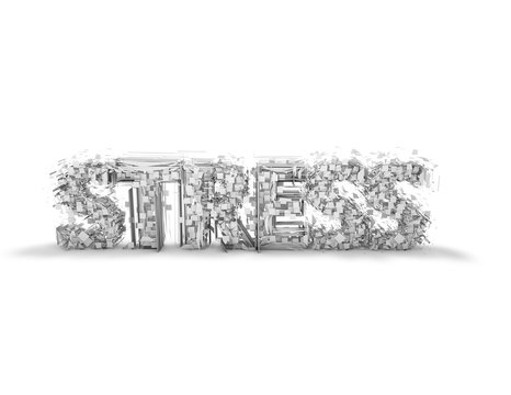 Stress in life concept with shattered letters.