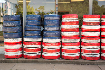 American flag made out of tires © heatherdeffense