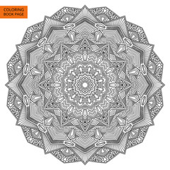 Outline Mandala Flower for Coloring Page