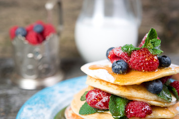 Pancakes with fresh berries
